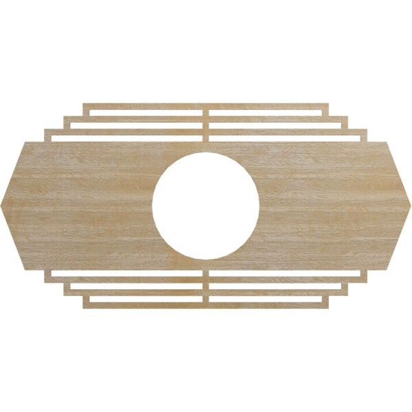 Ekena Millwork Chrysler Wood Fretwork Pierced Ceiling Medallion, Birch, 36"W x 18"H x 9 1/2"ID x 3/8"T CMWP36X18X0375CSBI - main
